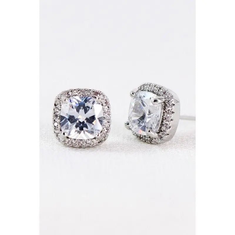 Dainty cubic zirconia square stud earrings - LECCE