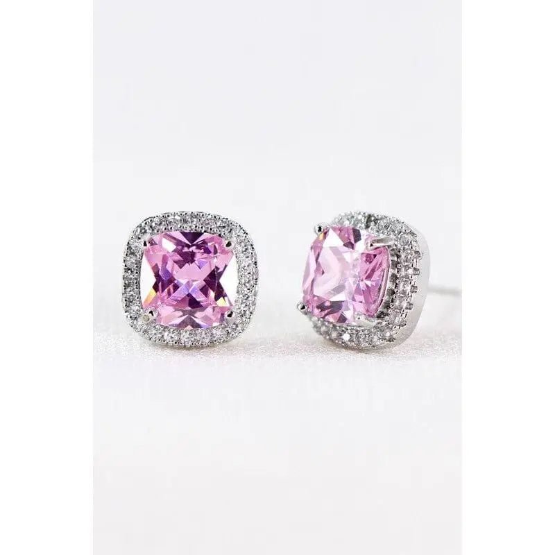 Dainty cubic zirconia square stud earrings - LECCE