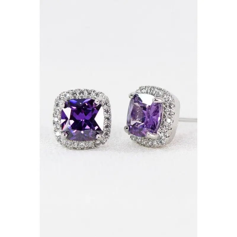 Dainty cubic zirconia square stud earrings - LECCE