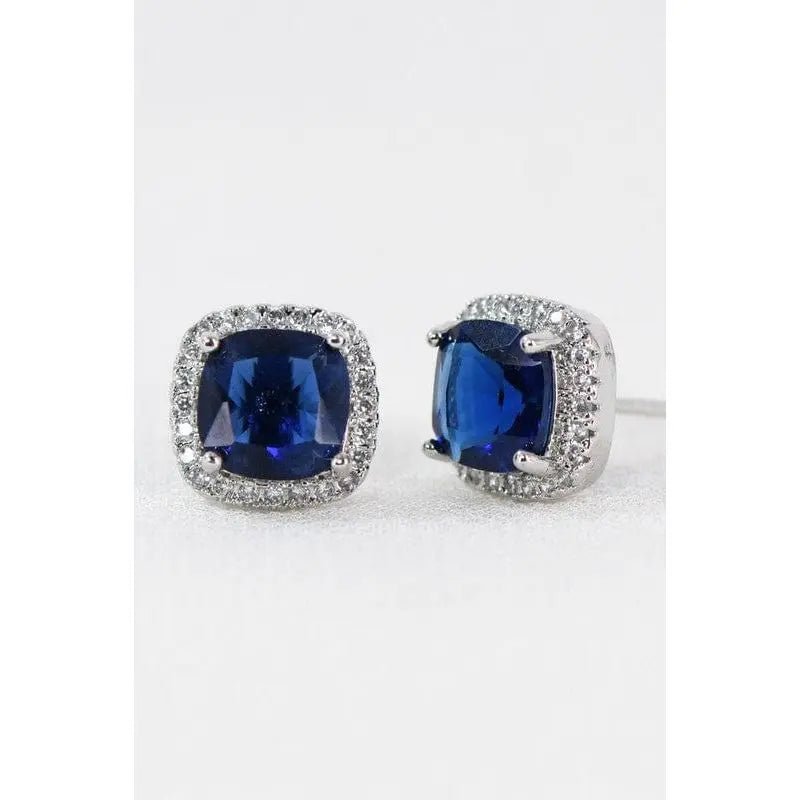 Dainty cubic zirconia square stud earrings - LECCE