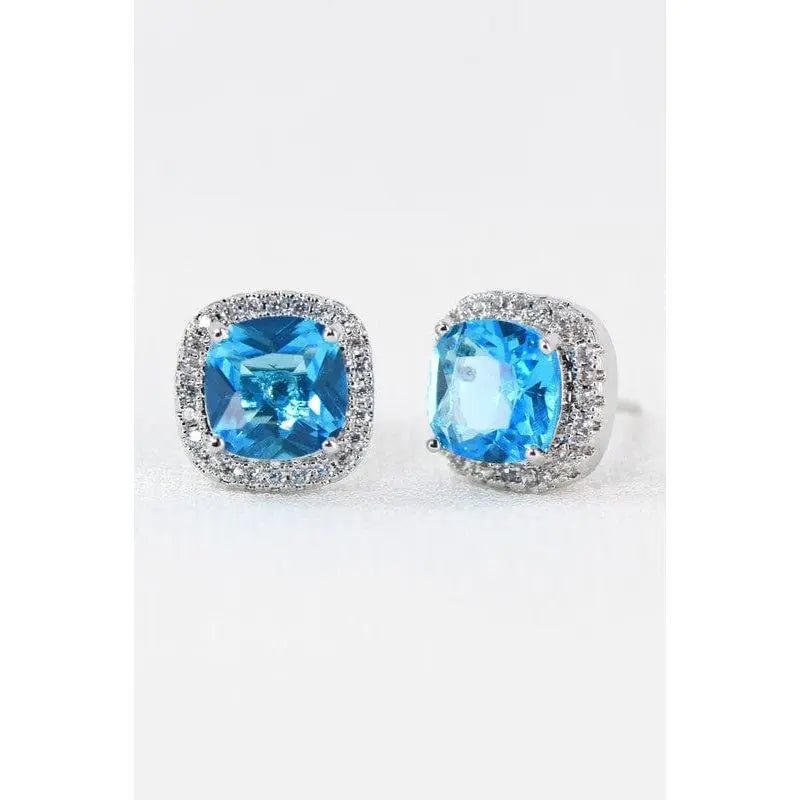 Dainty cubic zirconia square stud earrings - LECCE