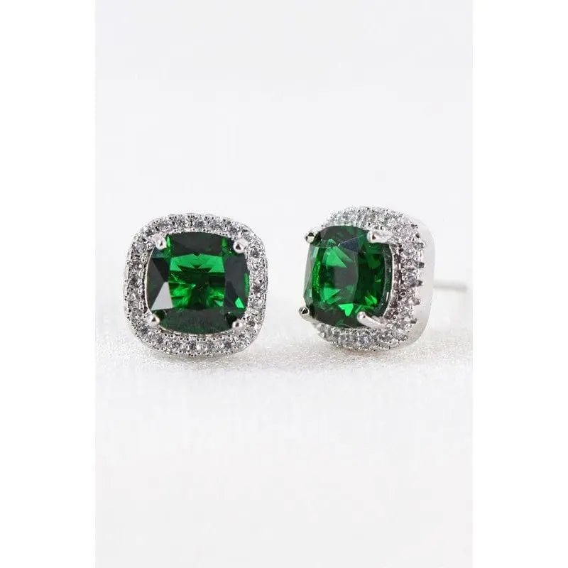 Dainty cubic zirconia square stud earrings - LECCE