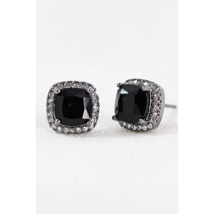 Dainty cubic zirconia square stud earrings - LECCE