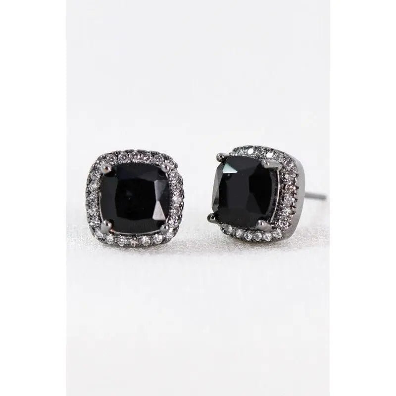 Dainty cubic zirconia square stud earrings - LECCE
