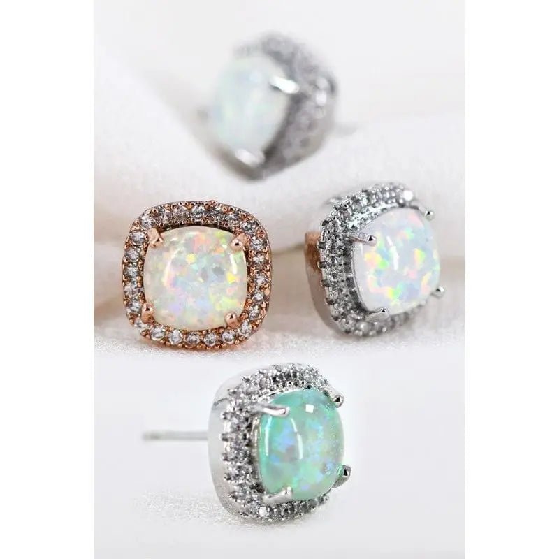 Dainty opal square stud earrings - LECCE