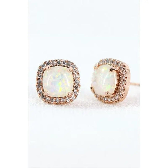 Dainty opal square stud earrings - LECCE