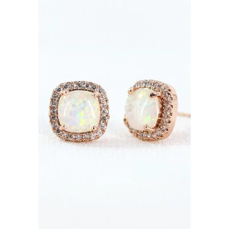 Dainty opal square stud earrings - LECCE