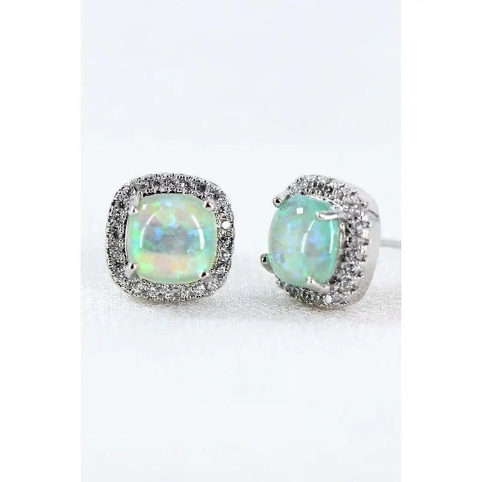 Dainty opal square stud earrings - LECCE