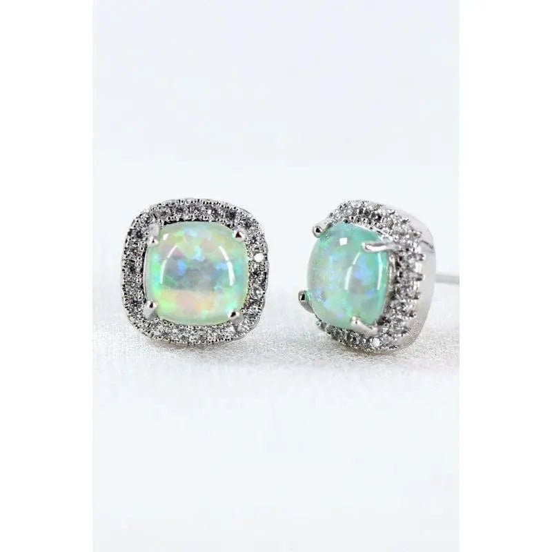 Dainty opal square stud earrings - LECCE
