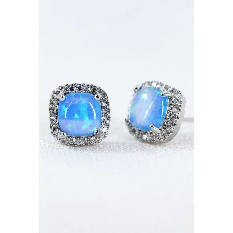 Dainty opal square stud earrings - LECCE