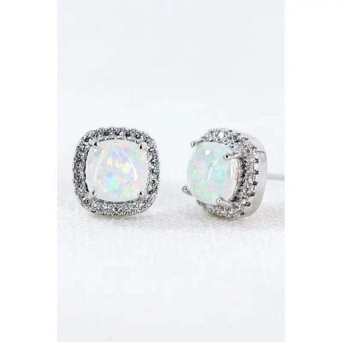 Dainty opal square stud earrings - LECCE