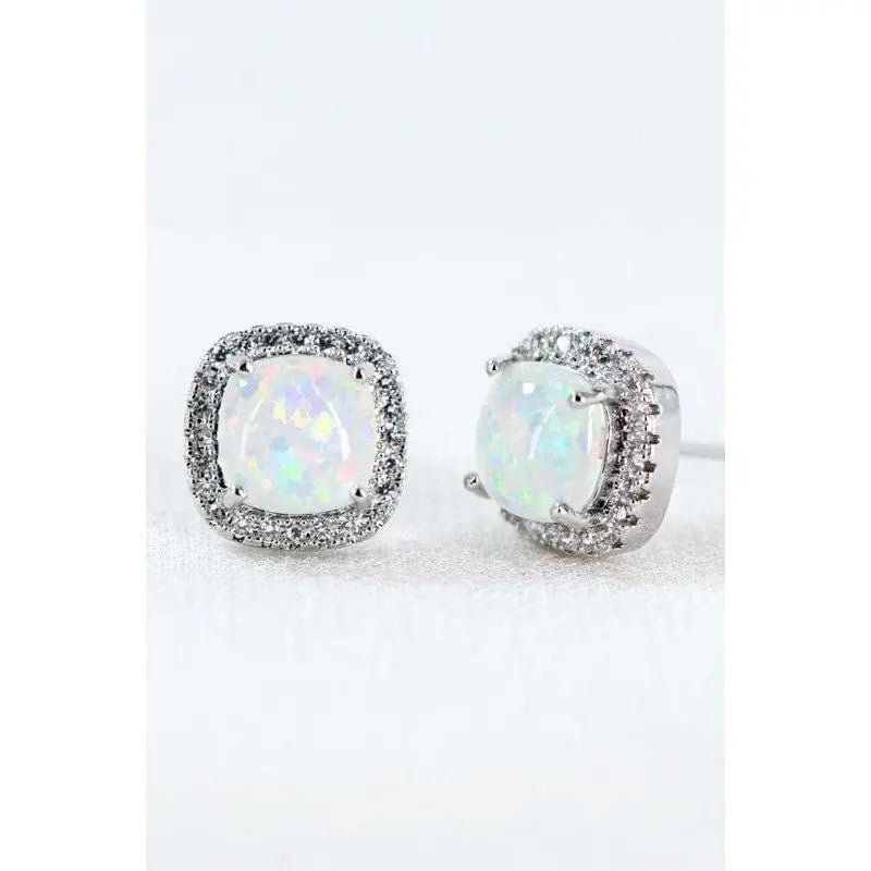 Dainty opal square stud earrings - LECCE