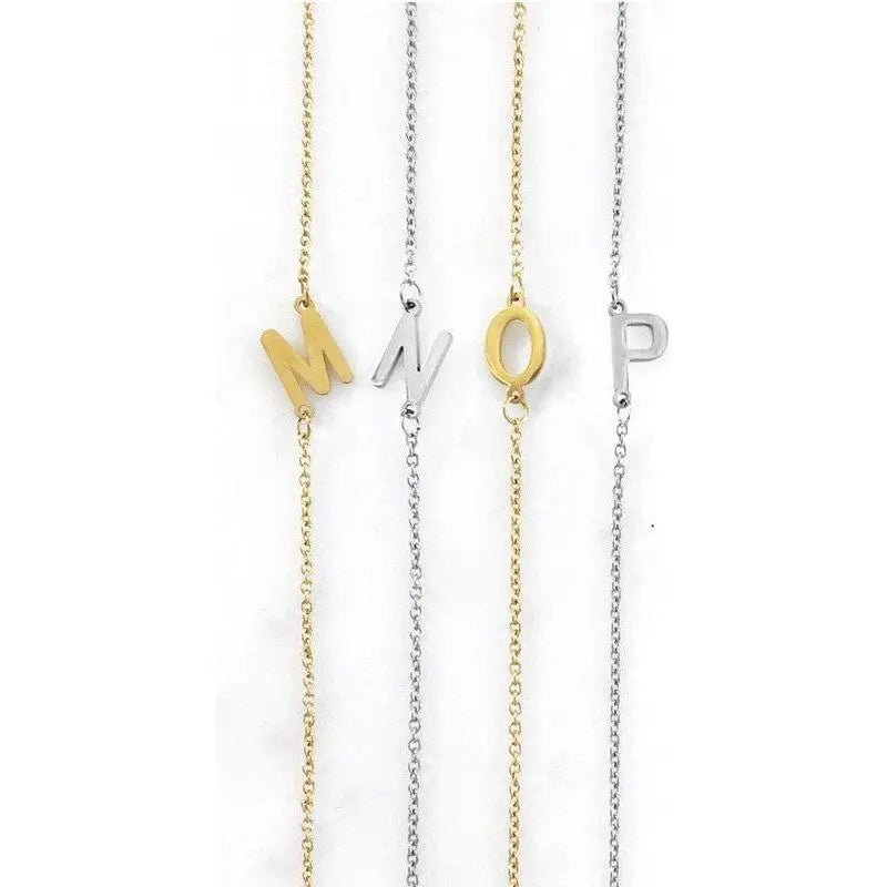 Dainty Sideways Initial Necklace - LECCE