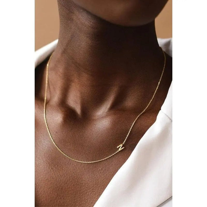 Dainty Sideways Initial Necklace - LECCE