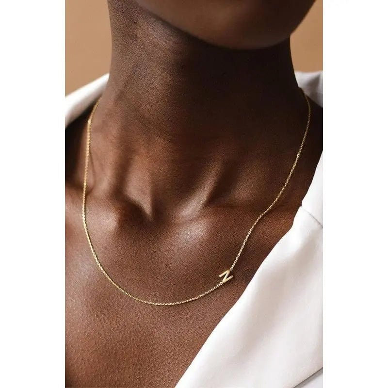 Dainty Sideways Initial Necklace - LECCE