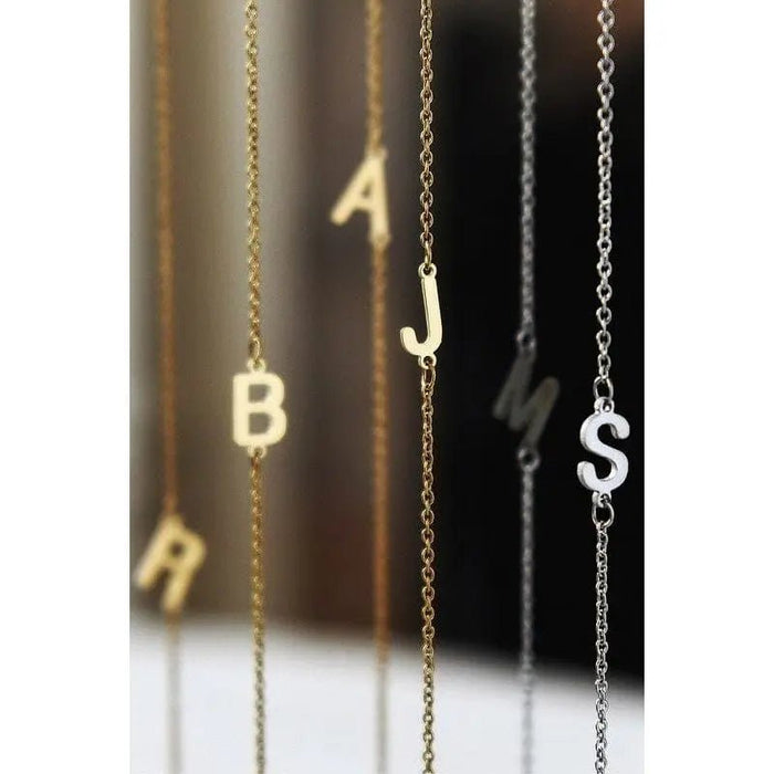 Dainty Sideways Initial Necklace - LECCE