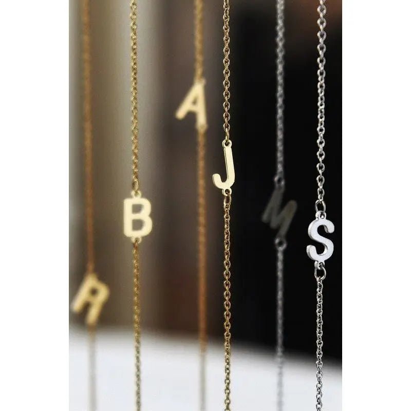 Dainty Sideways Initial Necklace - LECCE