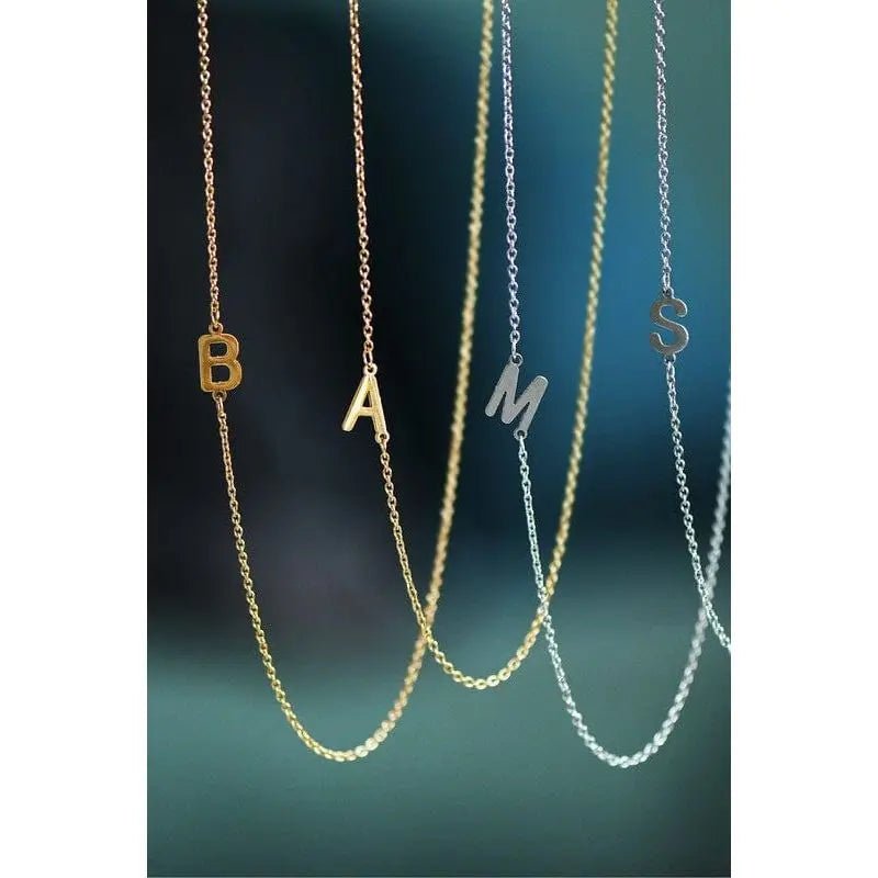 Dainty Sideways Initial Necklace - LECCE
