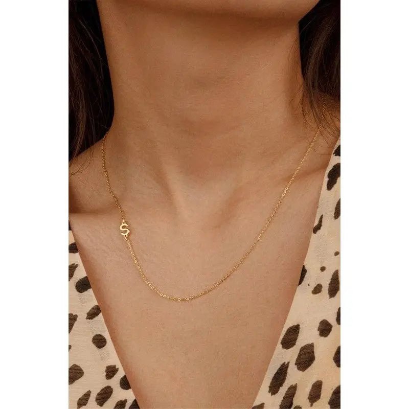 Dainty Sideways Initial Necklace - LECCE