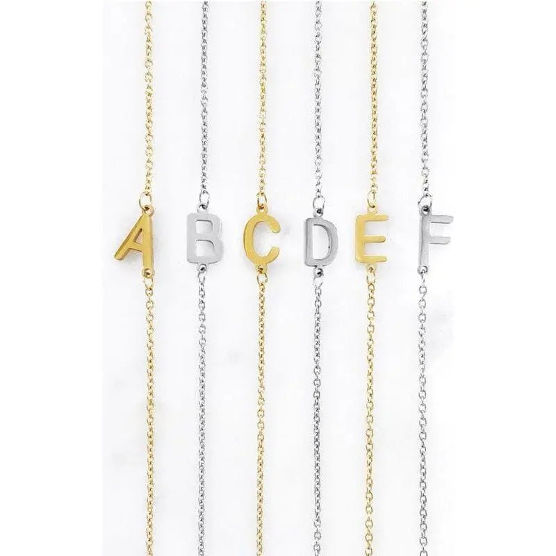 Dainty Sideways Initial Necklace - LECCE