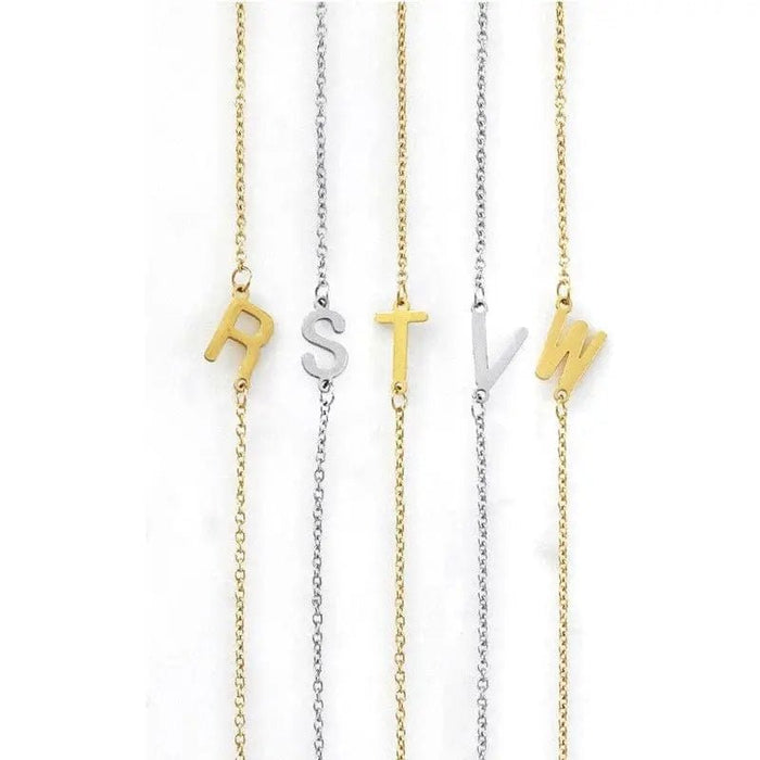 Dainty Sideways Initial Necklace - LECCE