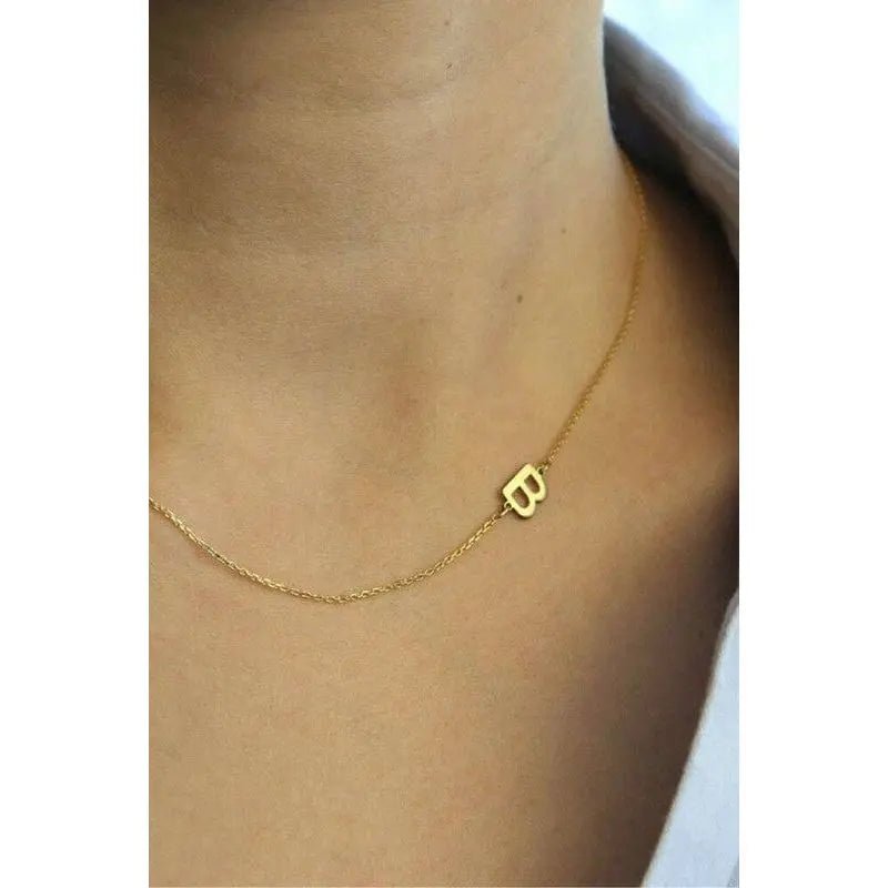Dainty Sideways Initial Necklace - LECCE
