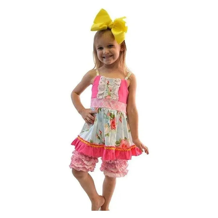 FLORAL 2 PC SET W RUFFLE SHORTS