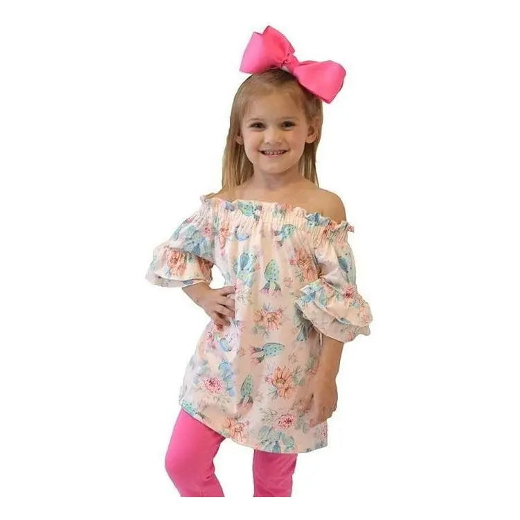   IVORY CACTUS PRINTED TUNIC FOR GIRLS