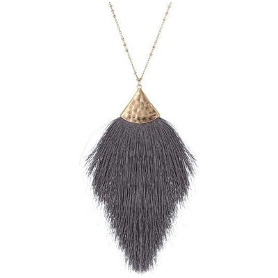 30" LONG TASSEL NECKLACE DGRY