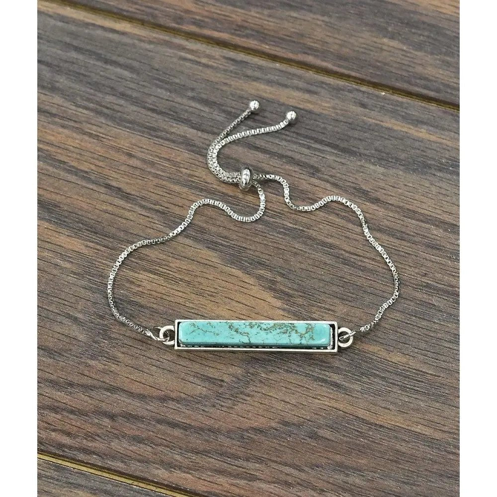 Pulsera Ajustable Barra Plana Turquesa