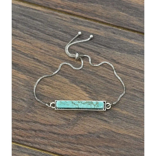 Flat Turquoise Bar Adjustable Bracelet - LECCE