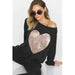 French terry wide neck top with big sequins - LECCE
