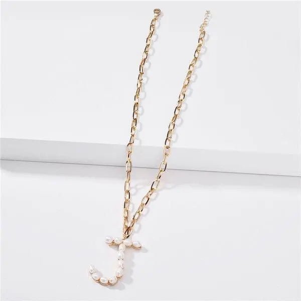 Fresh water pearl initial letter necklace - LECCE