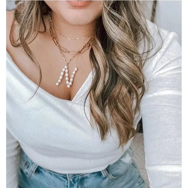 Fresh water pearl initial letter necklace - LECCE