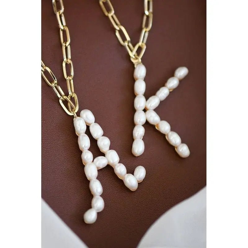 Fresh water pearl initial letter necklace - LECCE