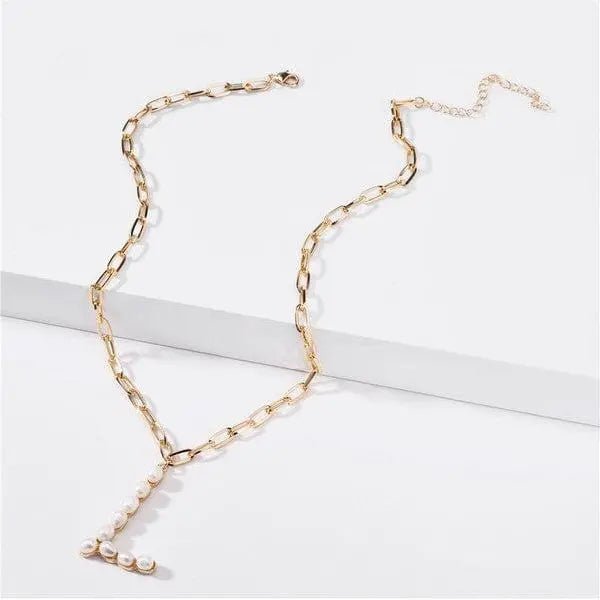 Fresh water pearl initial letter necklace - LECCE