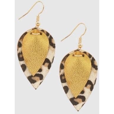 Pinched Leatherette Teardrop Animal Print Earrings