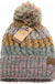 Fuzzy Lined Tri-Color Pom CC Beanie HAT1816 CC Brand