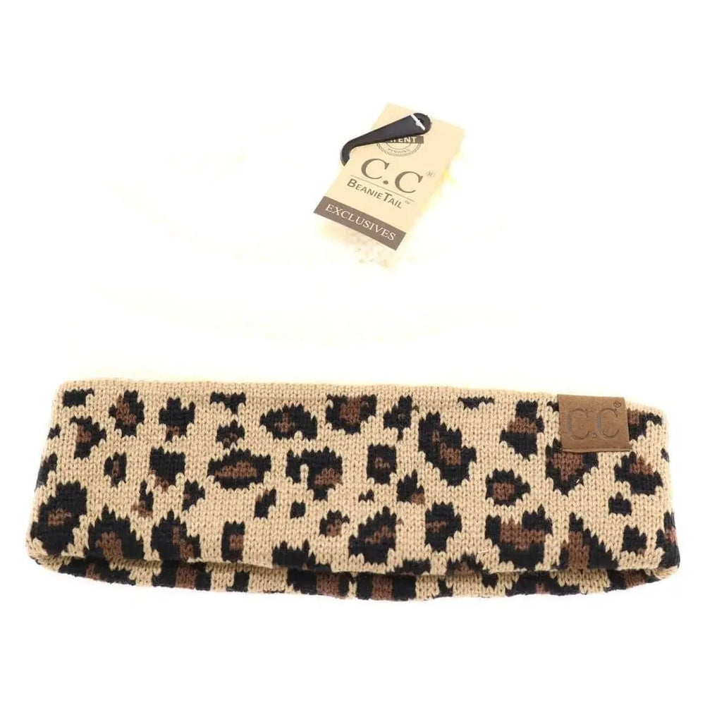 LEOPARD PRINT CC BEANIE TAIL IVORY