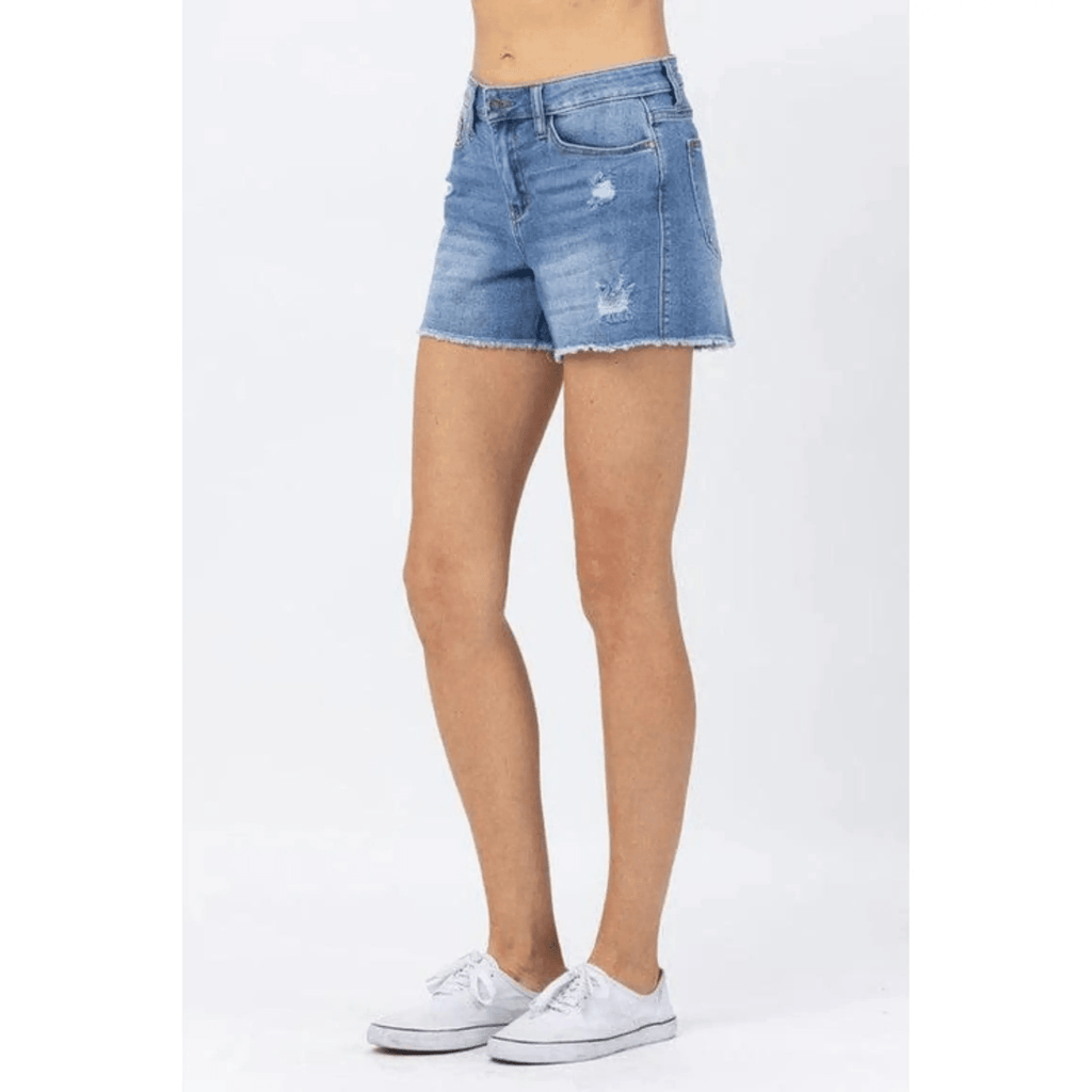 Hi waist distressed shorts