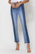 High rise crop slim straight with contrast panel - LECCE