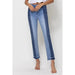High rise crop slim straight with contrast panel - LECCE