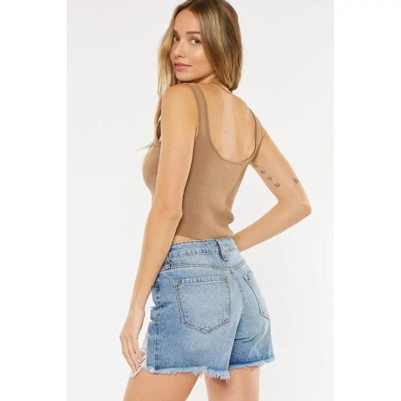 High rise rainbow threads shorts jeans - LECCE