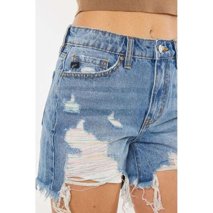 High rise rainbow threads shorts jeans - LECCE
