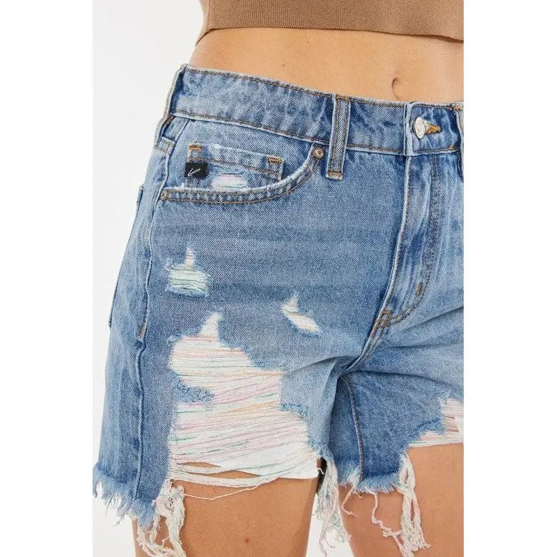 High rise rainbow threads shorts jeans - LECCE