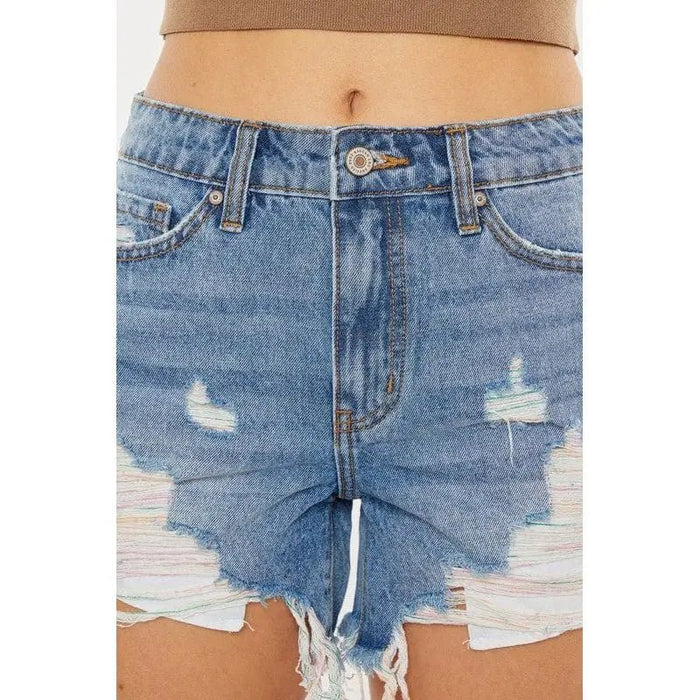 High rise rainbow threads shorts jeans - LECCE