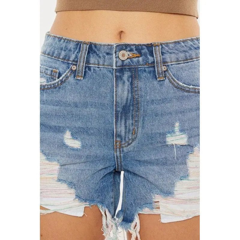 High rise rainbow threads shorts jeans - LECCE
