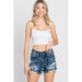 High rise stretch patched shorts w/ frayed hem - LECCE