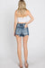 High rise stretch patched shorts w/ frayed hem - LECCE