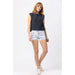 High waisted cherry embroidery acid wash shorts - LECCE